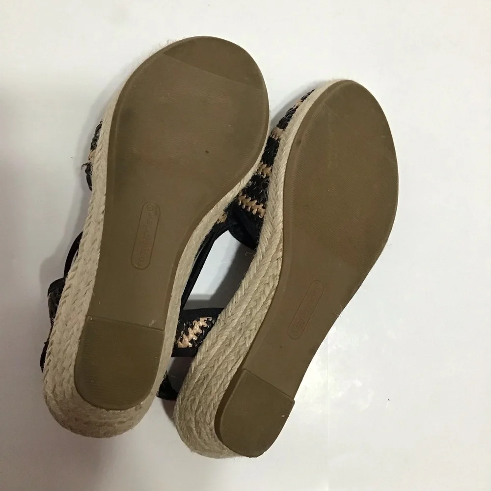 Comfortview Womens Black Brown Slingback The‎ Clea Wedge Espadrille Size 8
